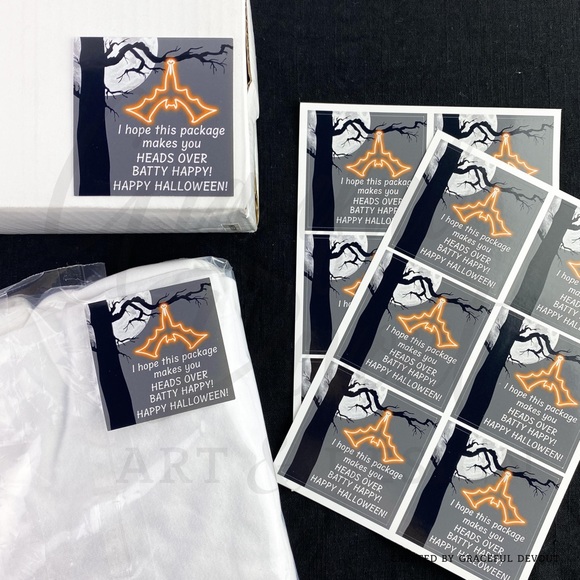 I Hope This Package Makes You Heads Over Batty Happy! Happy Halloween! 2" 48ct - Picture 4 of 5